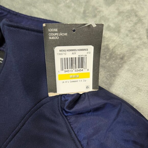 Under Armour Jacket Mens Medium Navy Blue Command 1/4 Zip Pullover 1360712 NEW - Picture 2 of 8